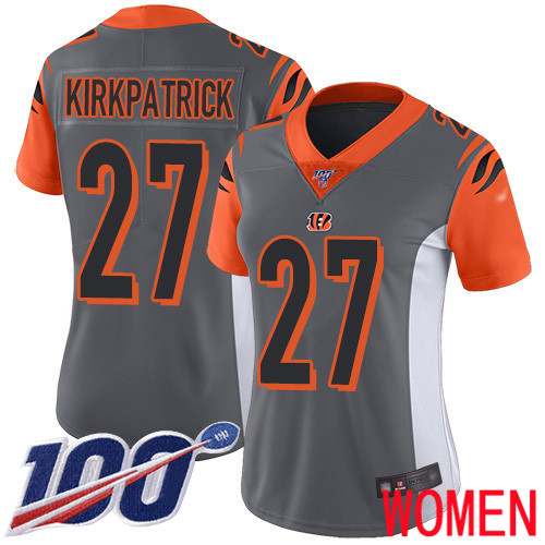 Cincinnati Bengals Limited Silver Women Dre Kirkpatrick Jersey NFL Footballl #27 100th Season Inverted Legend->youth nfl jersey->Youth Jersey